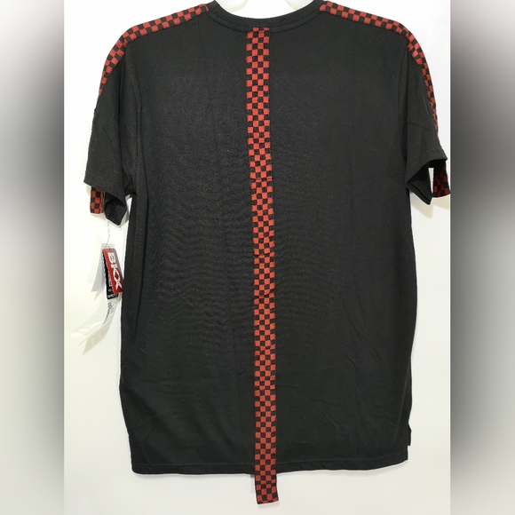 Brooklyn Xpress Premium Men's T-Shirt Checkered Trim Black Red Size L New - Picture 8 of 11